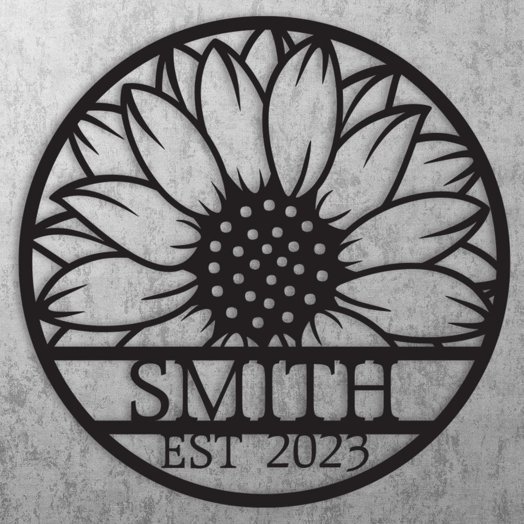 Custom Sunflower Monogram Metal Wall Decor
