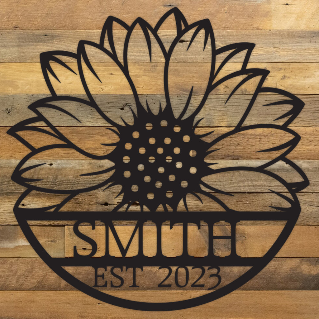 Custom Sunflower Monogram Wall Art