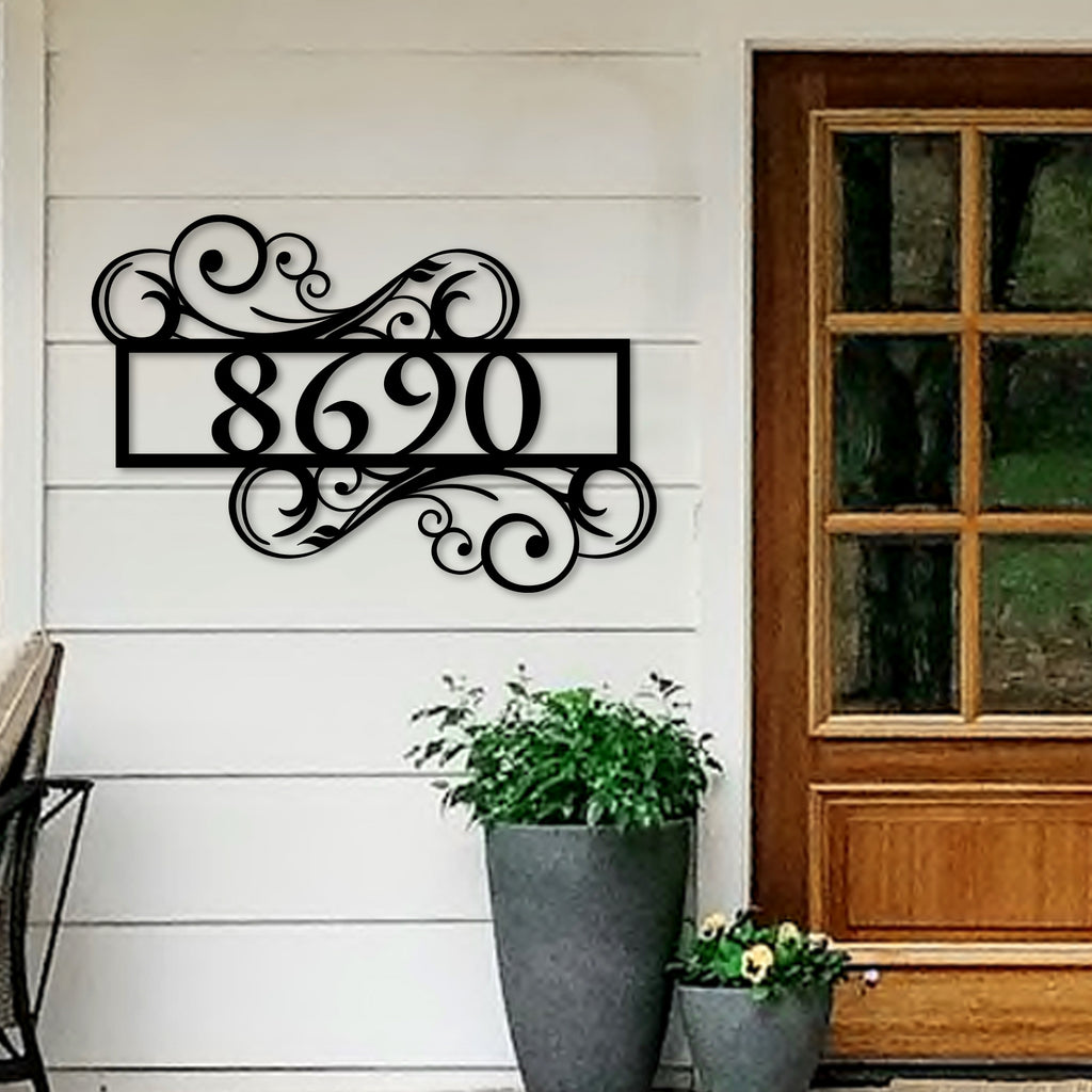 Swirly Split Decorative Address Sign