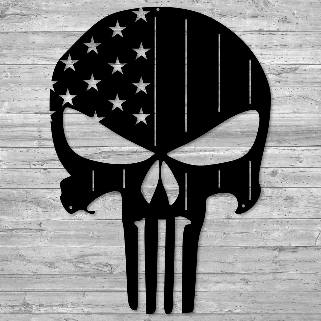 American Flag Punisher Skull Metal Wall Art