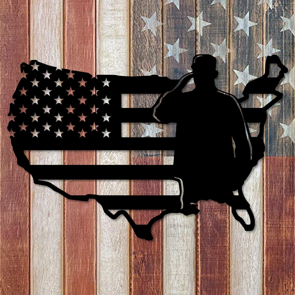 American Flag Salute Metal Wall Art