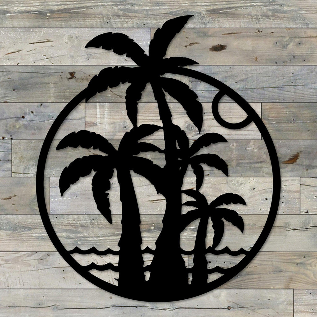 Palm Trees & Beach Round Wall Art