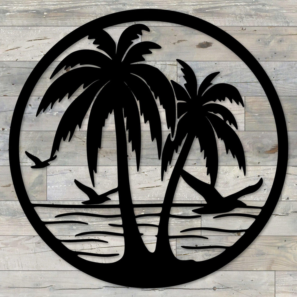 Beach Palm Trees Circle Metal Wall Décor