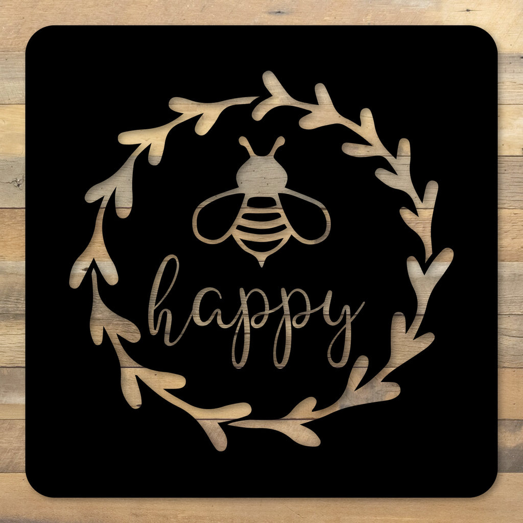 Bee Happy Metal Wall Art