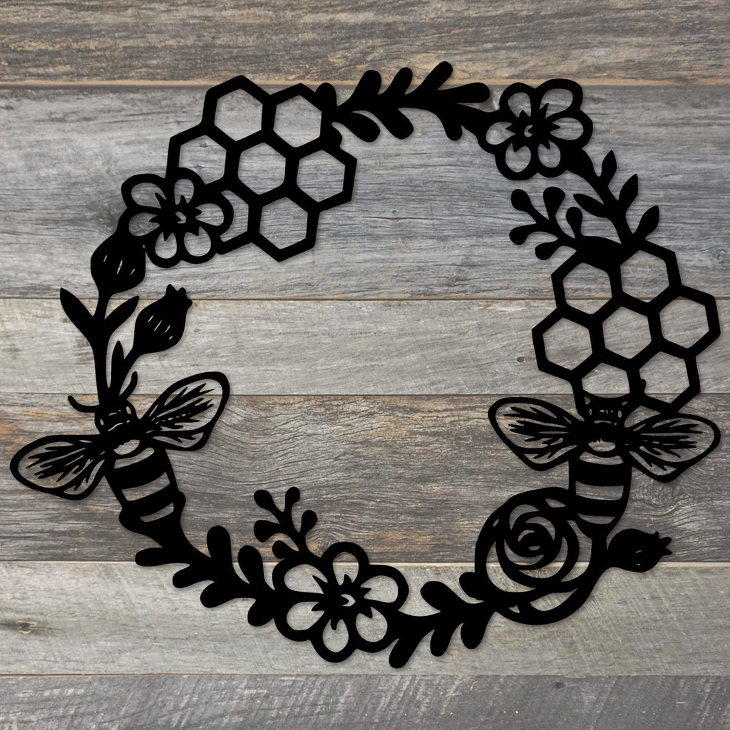 Bee Wreath Metal Wall Art