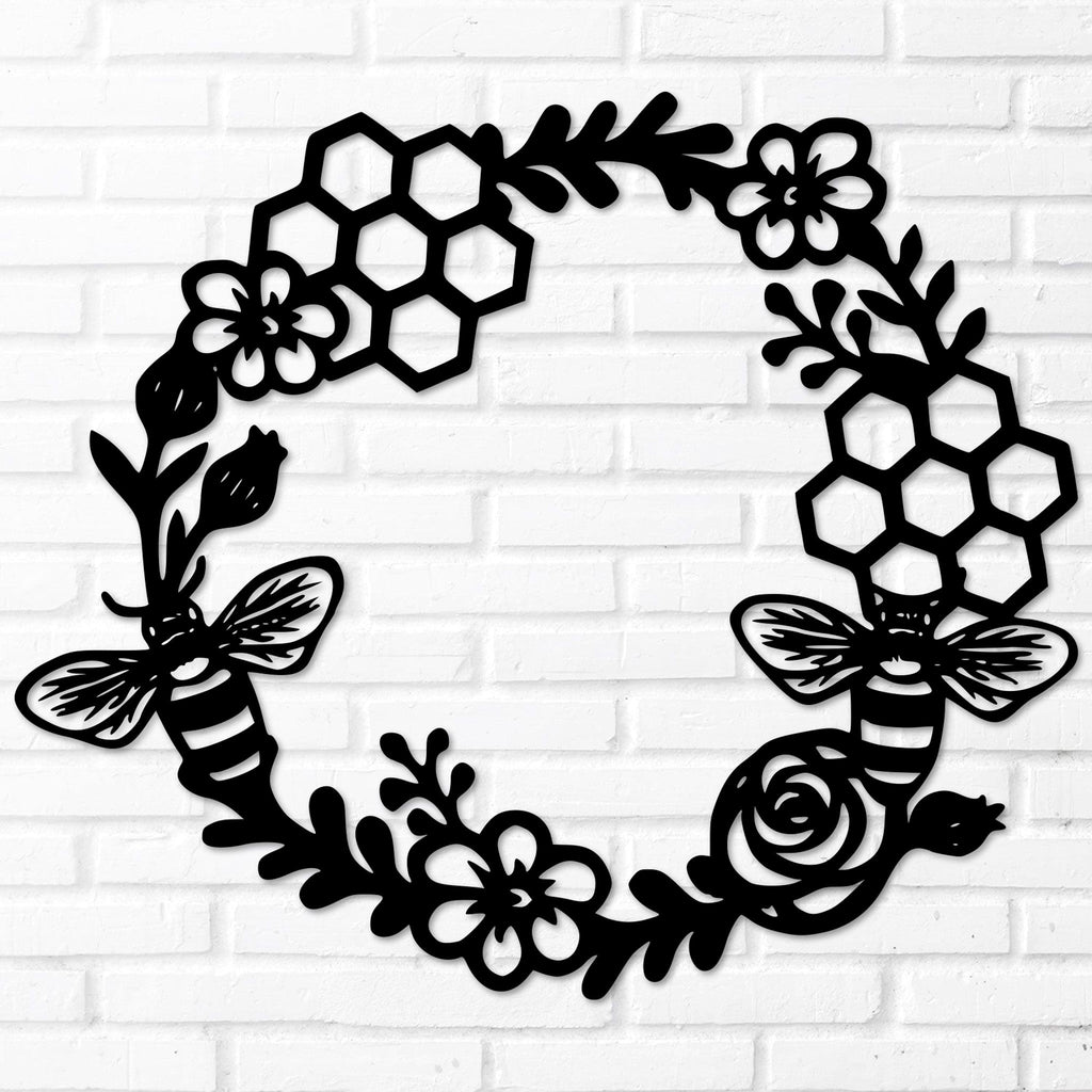 Bee Wreath Metal Wall Art