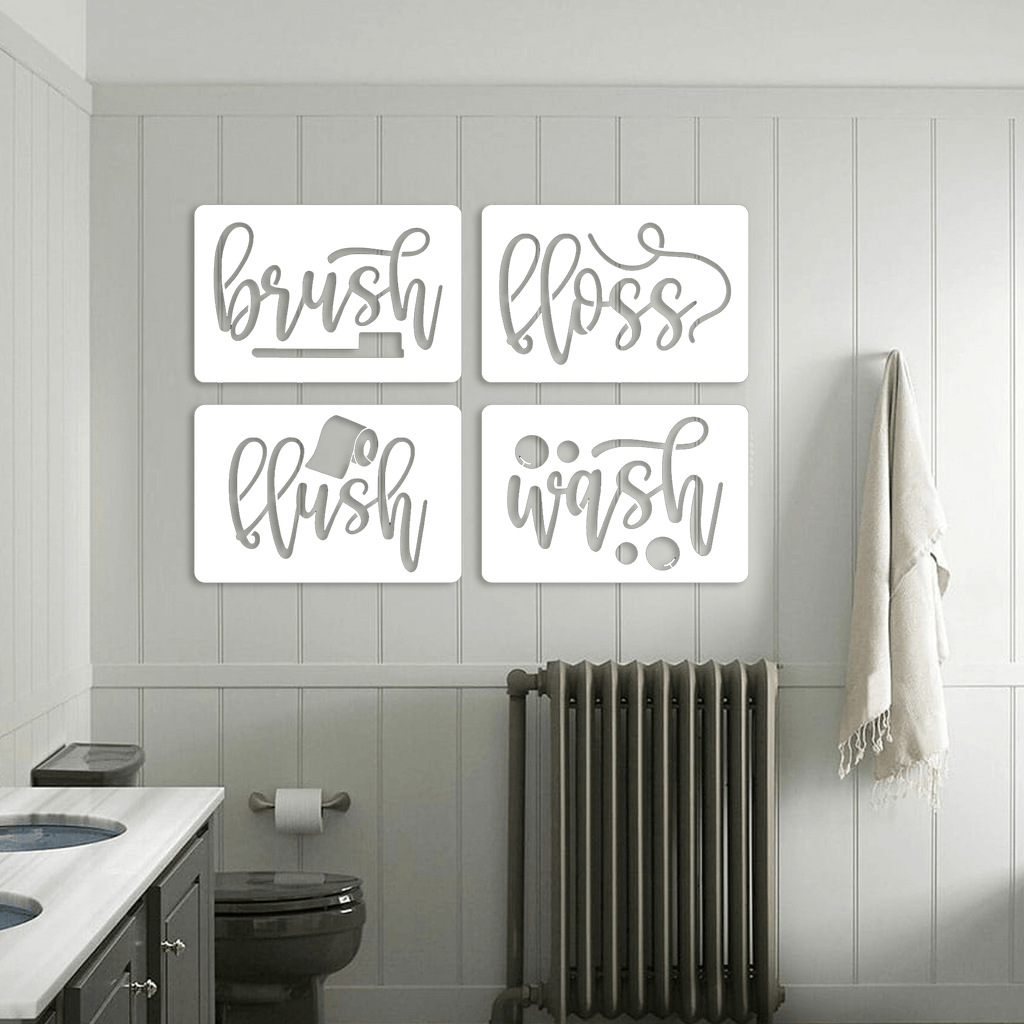 Brush Floss Flush Wash Bathroom Decor
