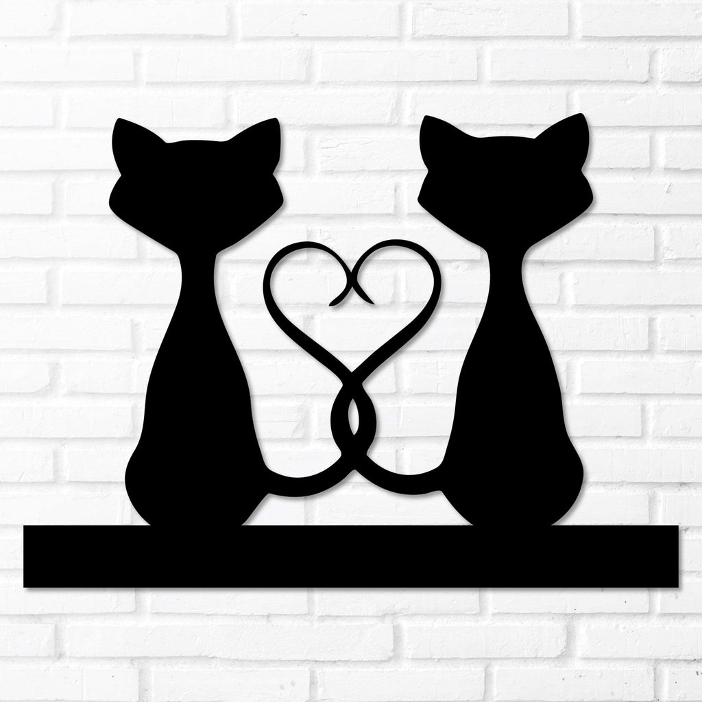 Cat Tails Heart Love Metal Wall Art