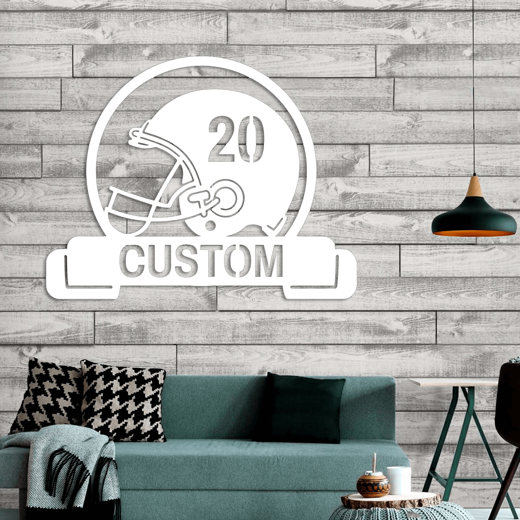 custom football helmet room decor Football Helmet Custom Metal Wall Art, 18 inch wide / Textured Black