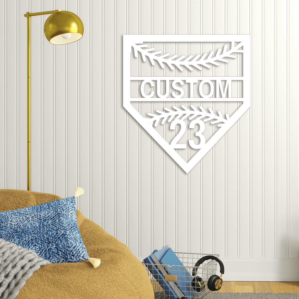 Baseball Home Plate Custom Metal Wall Art