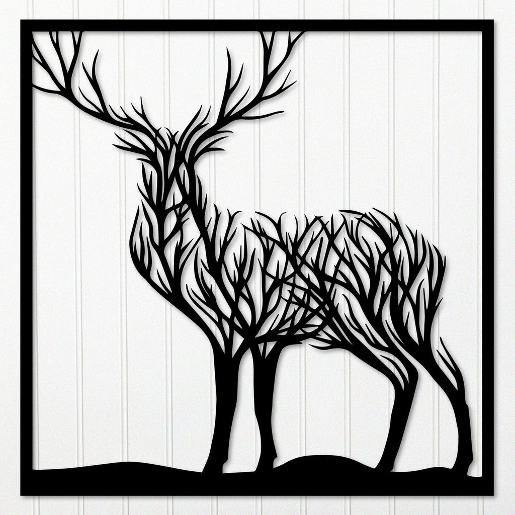 Modern Deer Branches Metal Wall Art