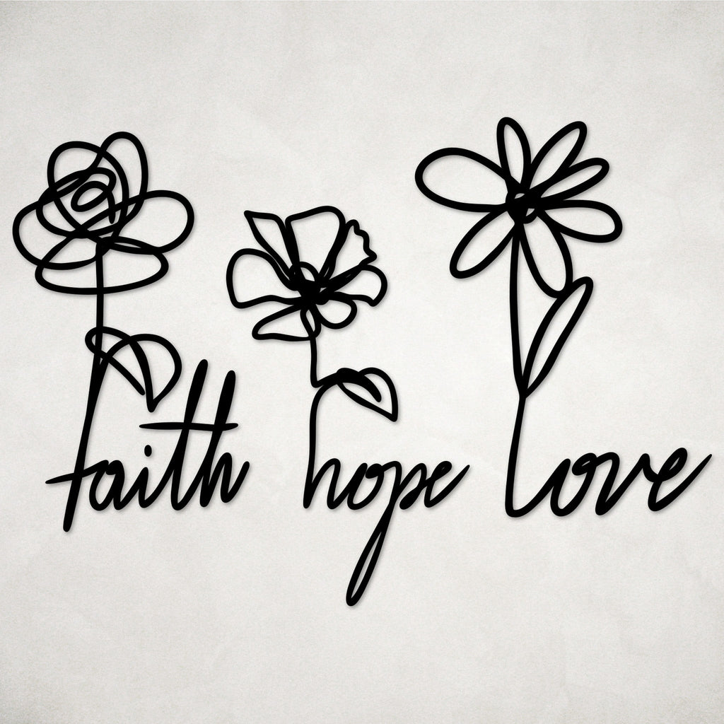 Faith Hope Love Metal Wall Art Set