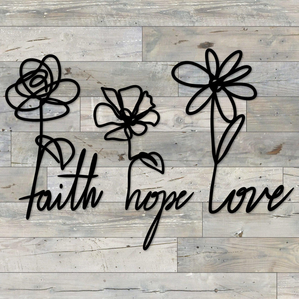 Faith Hope Love Metal Wall Art Set