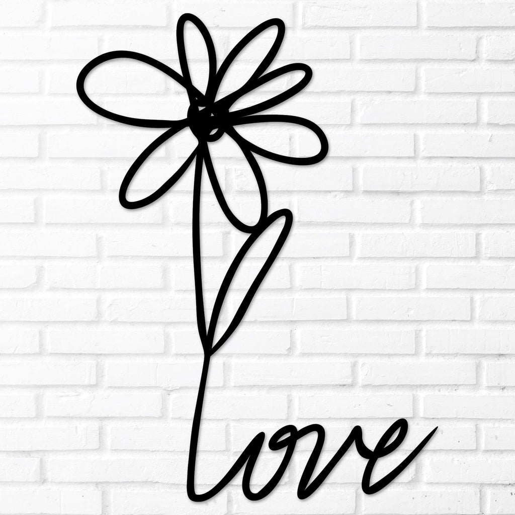 Love Flower Metal Wall Art