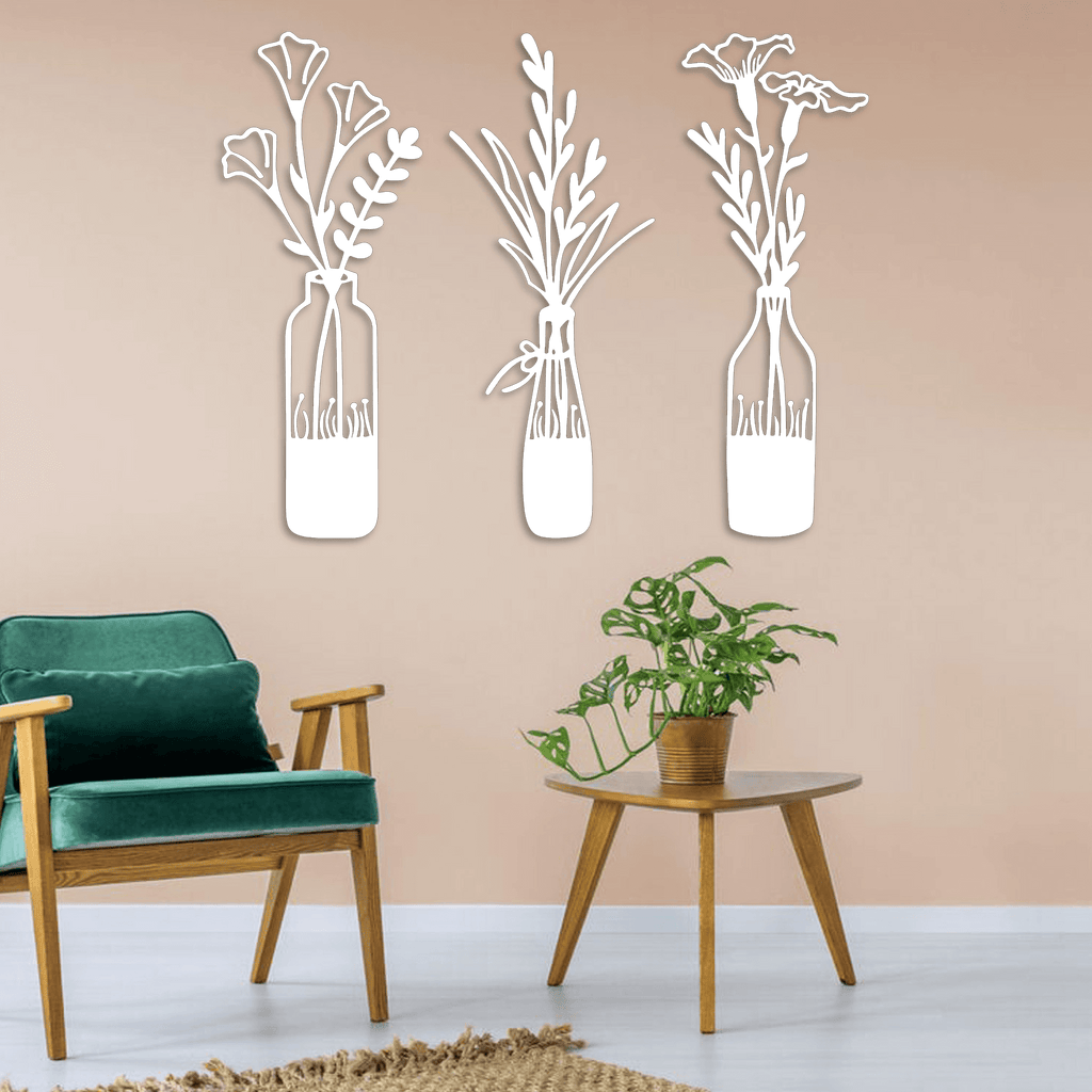 Flower Vases Collection Metal Wall Art