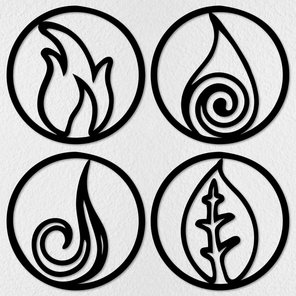 Four Elements - Round Metal Art