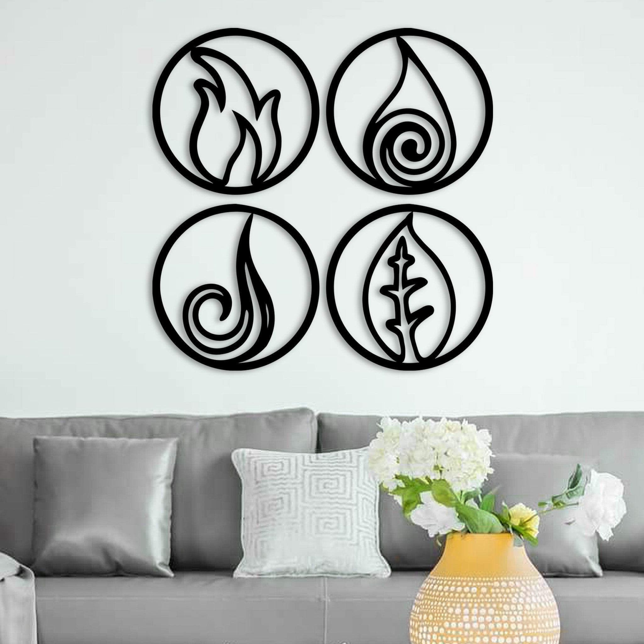 Four Elements Metal hot Wall Art - Black