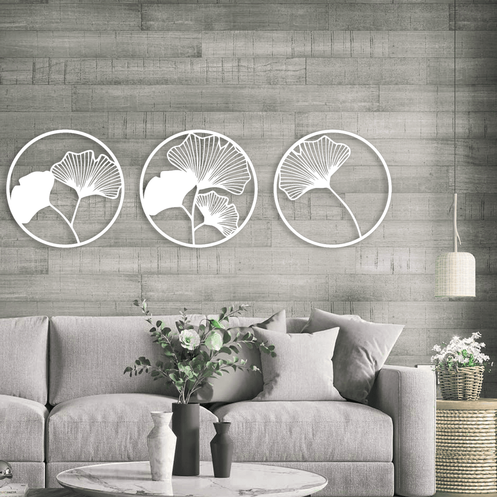 Ginkgo Biloba Leaf Metal Wall Art Set