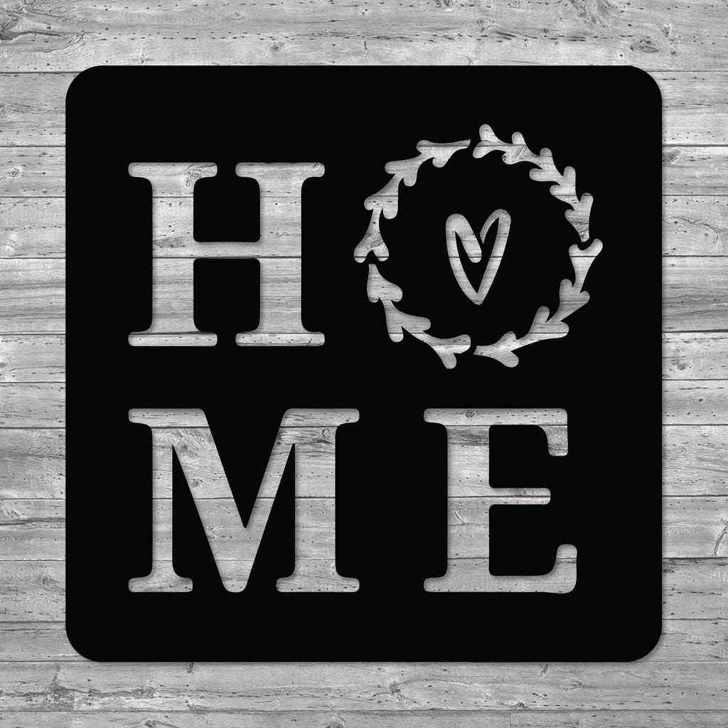 Home Heart Square Metal Sign