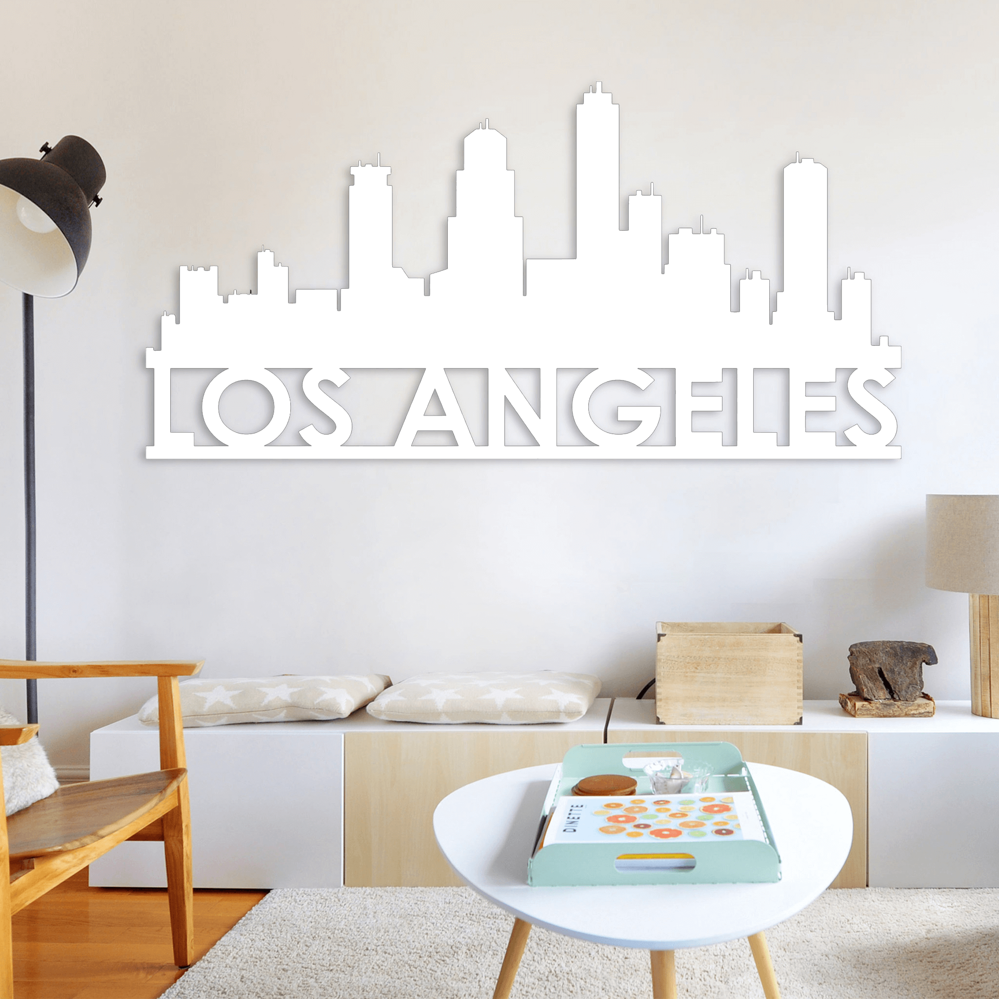 Los Angeles Big Skyline Colored Detailed 3d Layered Wall Art Laser Cut Large Wooden Cityscape Free outlet Express Shipping