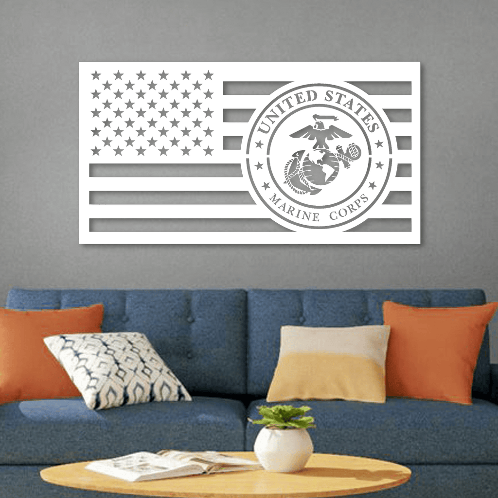 Marine Corps Seal Flag Metal Wall Art