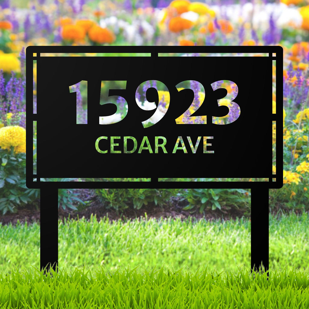 Custom Rectangle Metal Address Lawn Sign