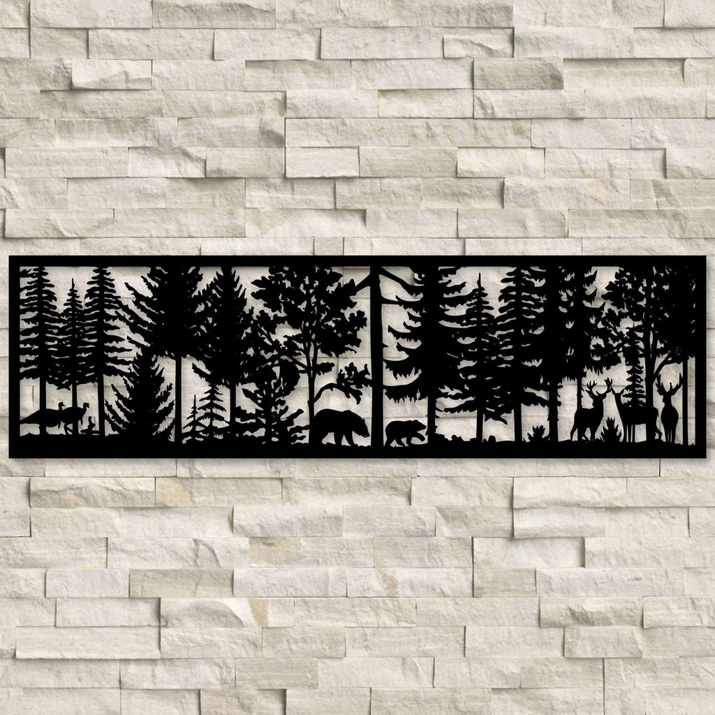 Bears & Deer Forest Scene Panel