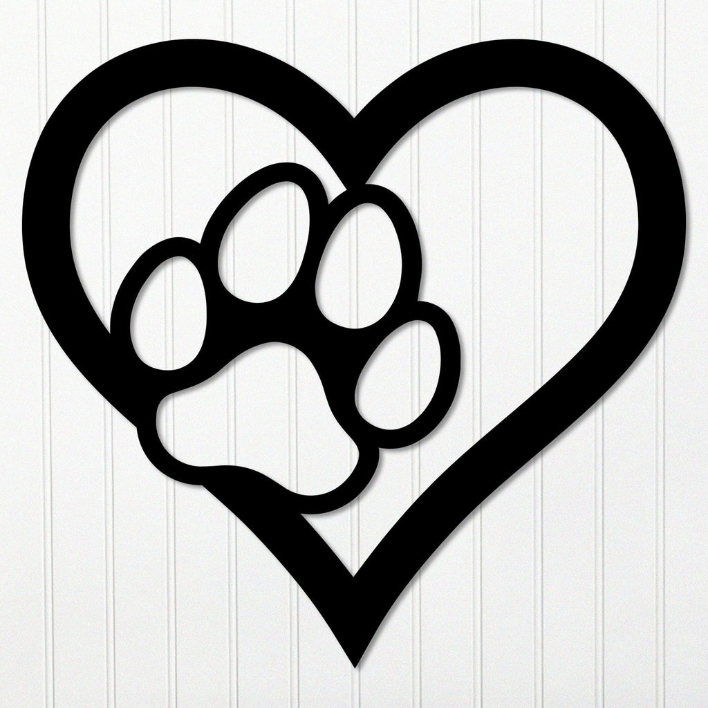 Metal Heart with Paw Wall Art