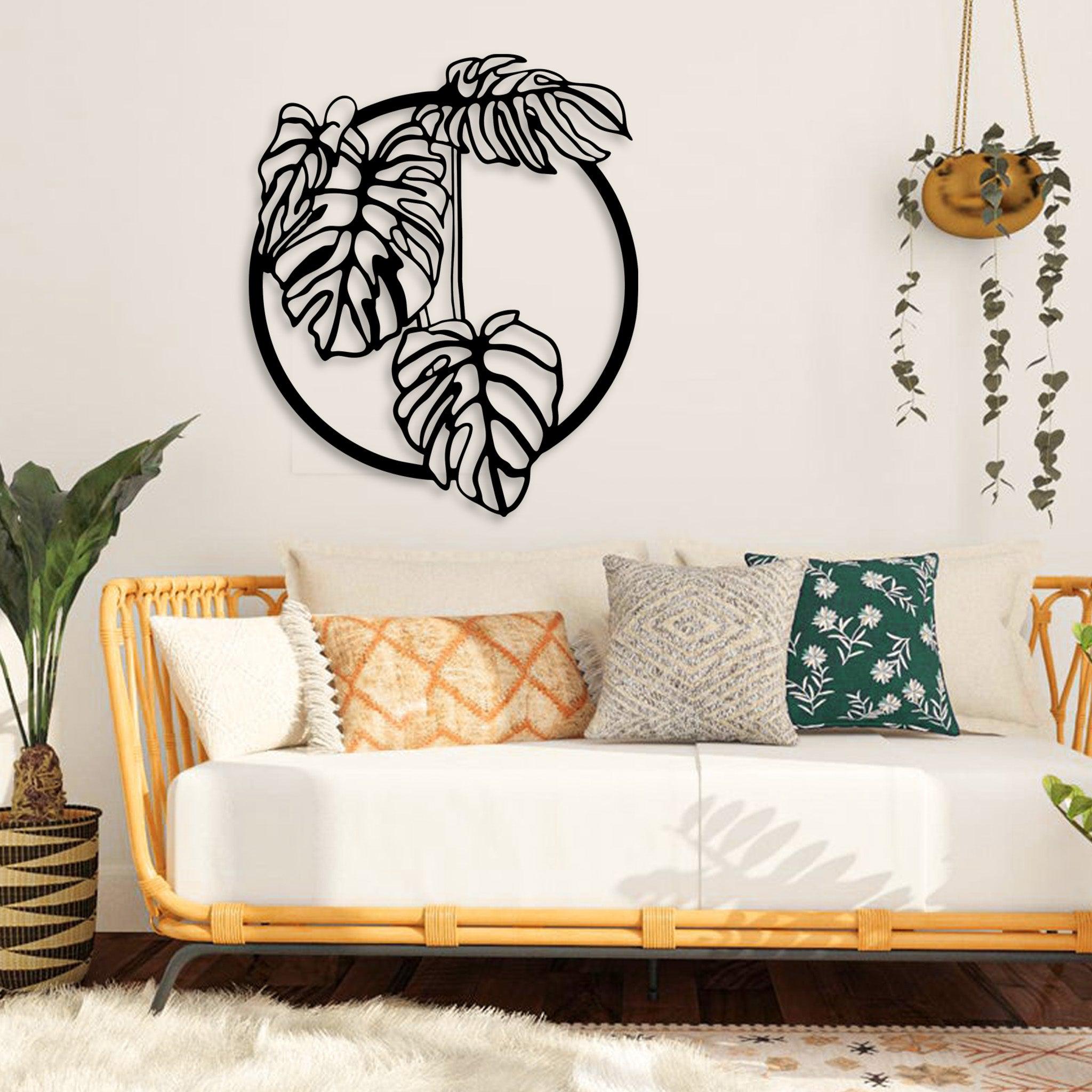 Monstera Metal Wall Decor, 12 inch / Textured Black