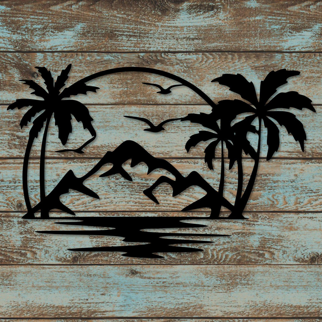 Island Paradise Palm Trees Metal Wall Art, Made in the USA