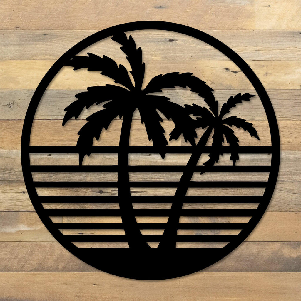 Palm Trees & Beach Metal Wall Art