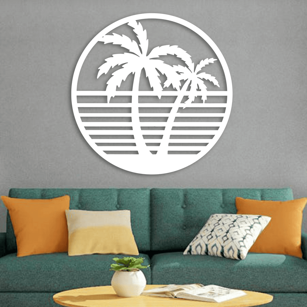 Palm Trees & Beach Metal Wall Art
