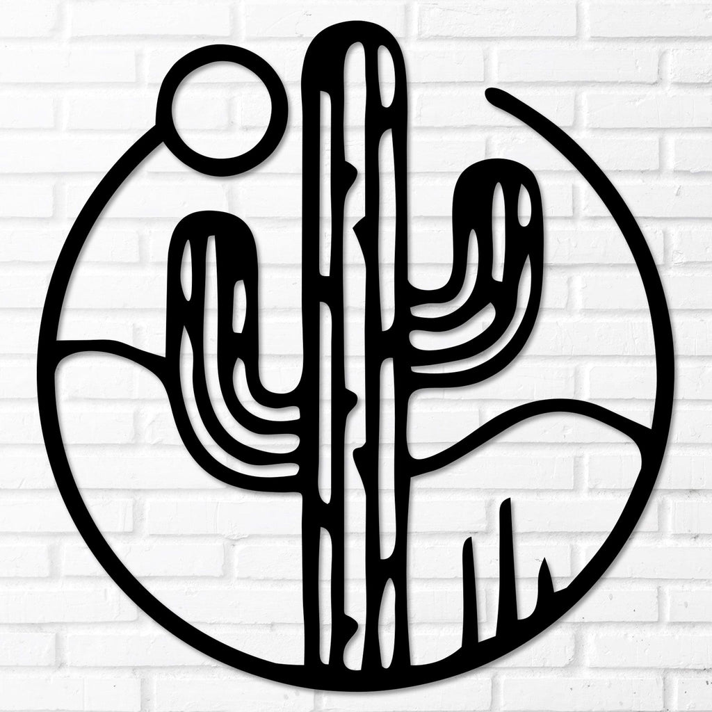 Round Desert Cactus Metal Wall Decor