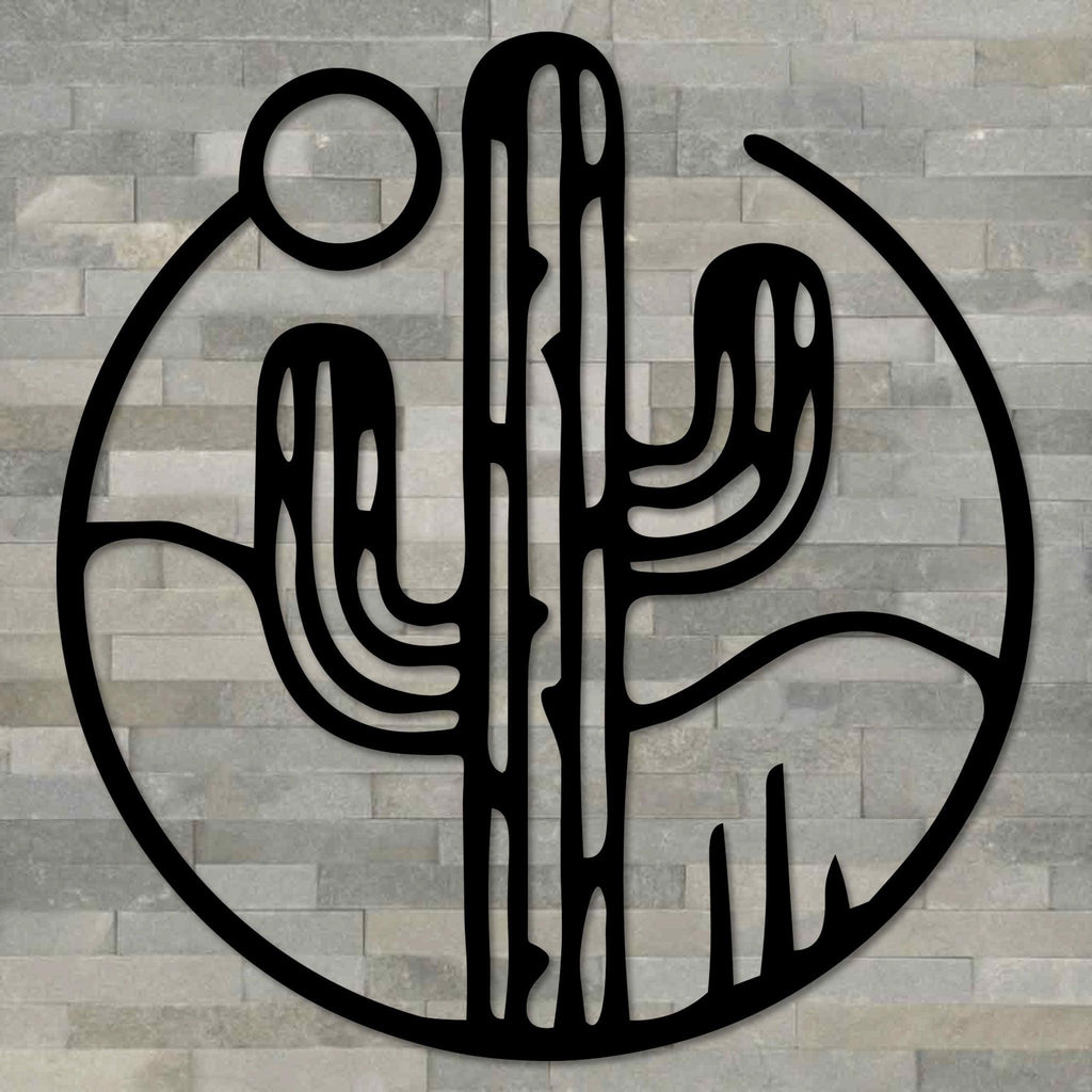 Round Desert Cactus Metal Wall Decor