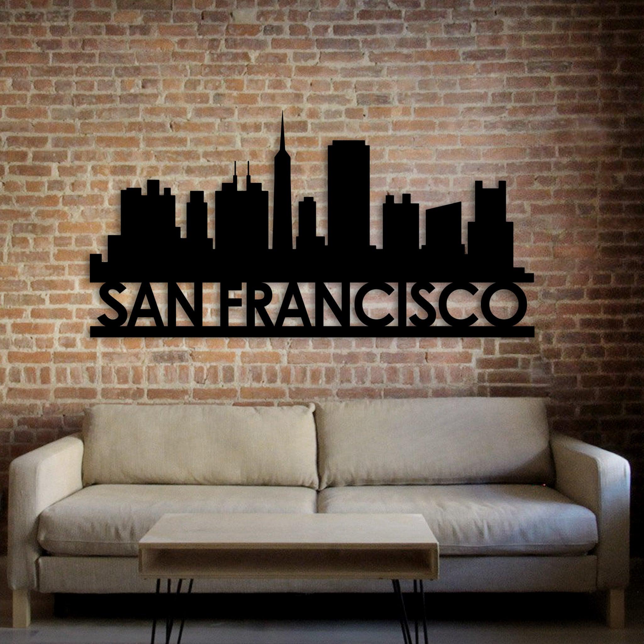 San Francisco Skyline-KoKing FORT-k124-Home Decor Holiday Artwork shops Texture Painting Dining Wall Art