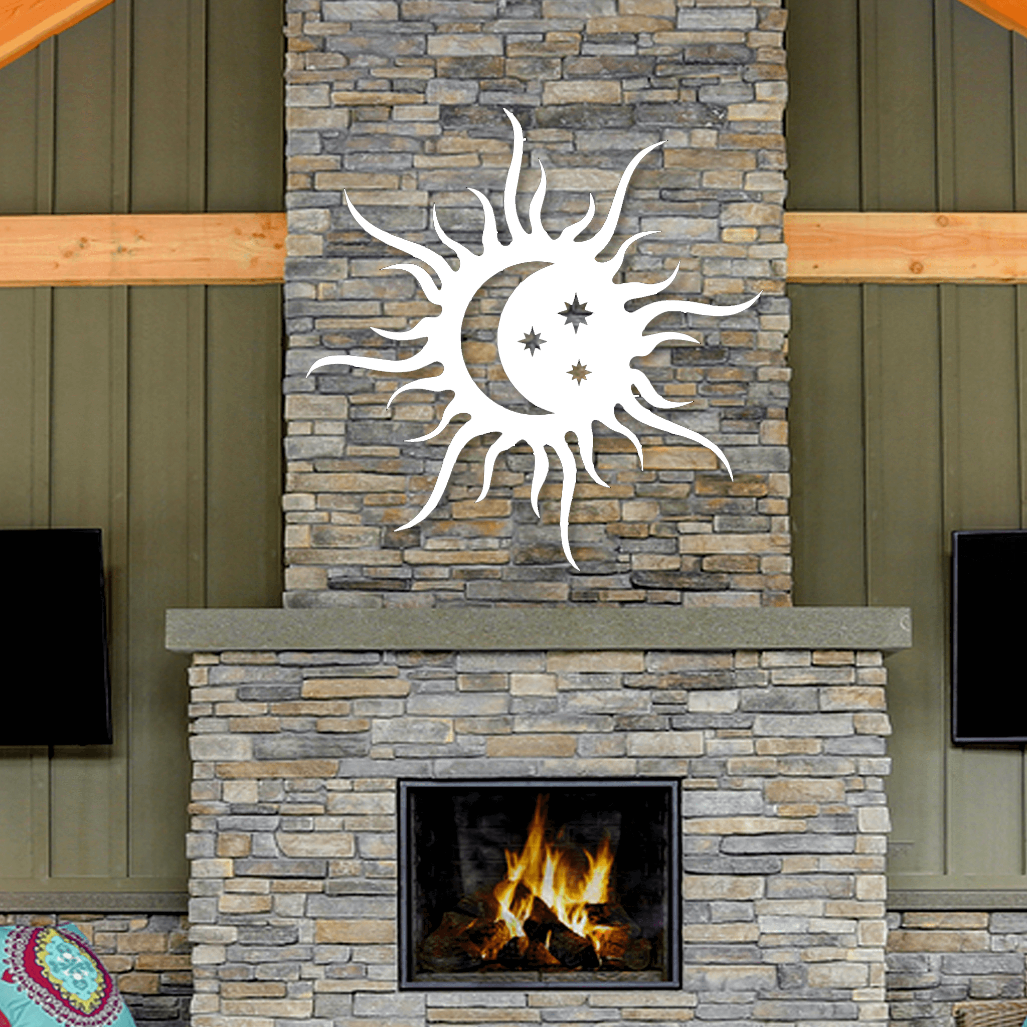 Store Sun & Moon Metal Wall Art - Powder Coat - Metal Decor - Wall Decor S91