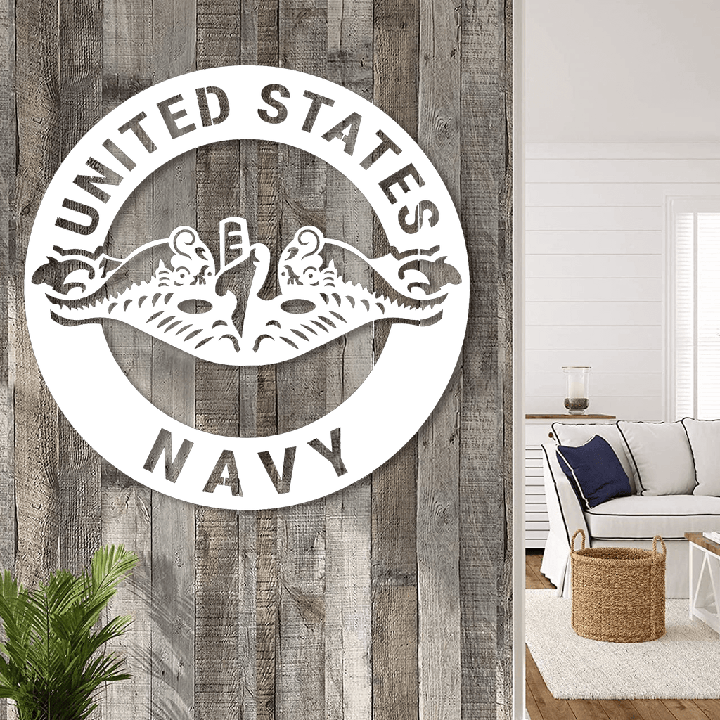 Naval Sign Elevate Your Space with Striking Navy Metal Wall Art