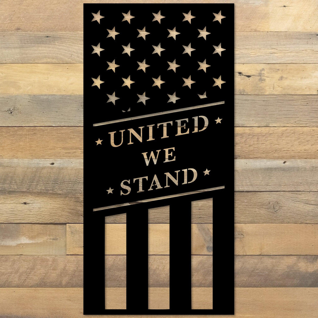 United We Stand Flag Metal Sign