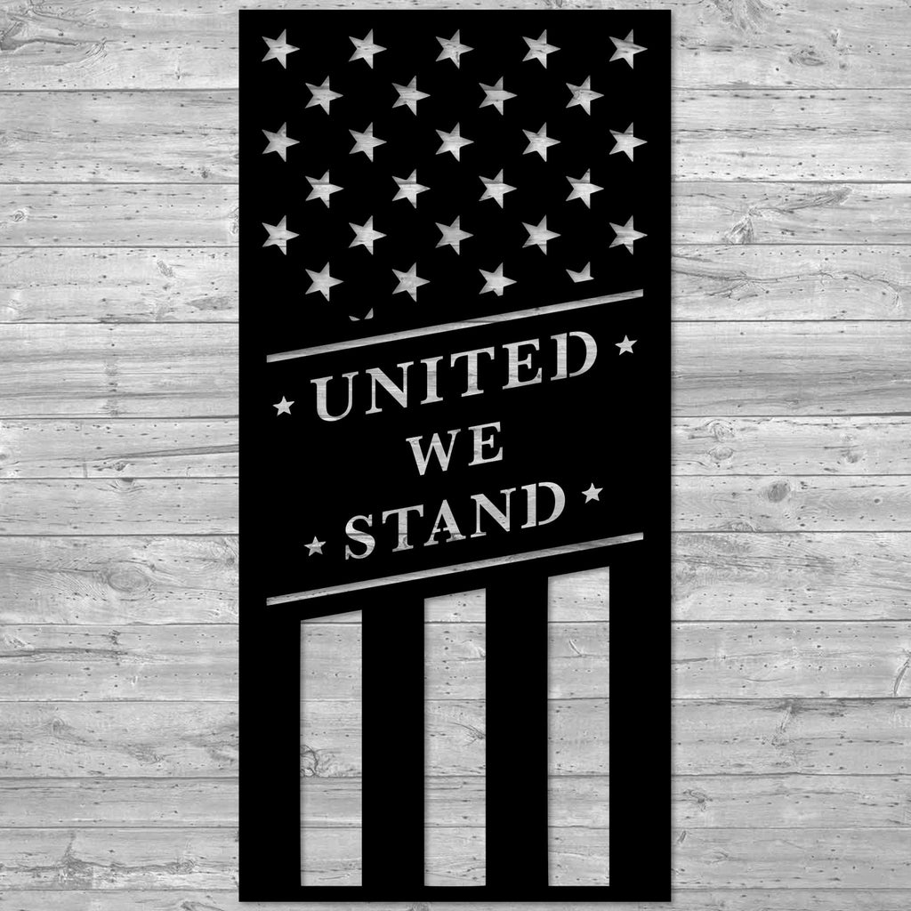 United We Stand Flag Metal Sign