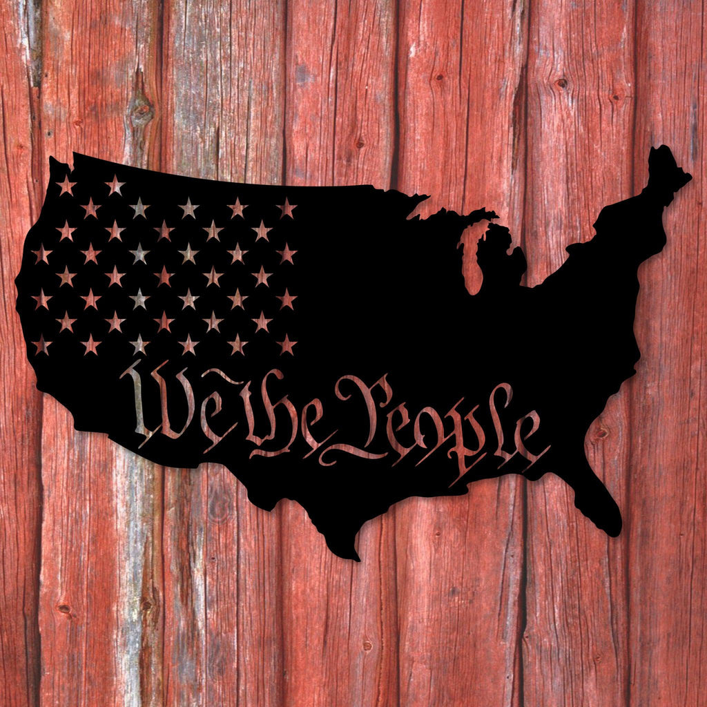 We The People America Map Metal Wall Art