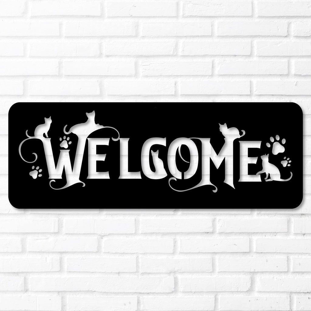 Welcome Cats Metal Sign