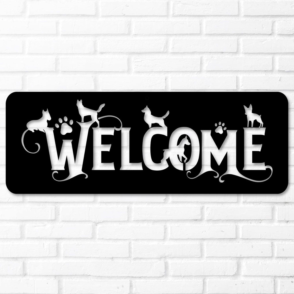 Welcome Dogs Metal Wall Decor