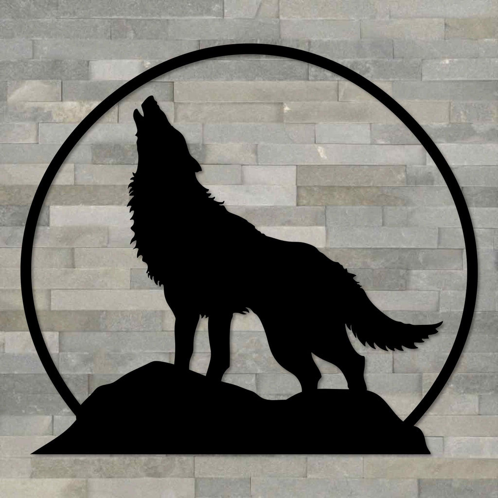 Howling Wolf Metal Wall Decor