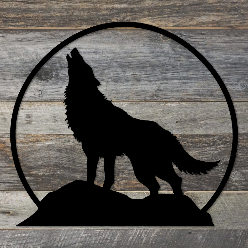Howling Wolf Metal Wall Decor